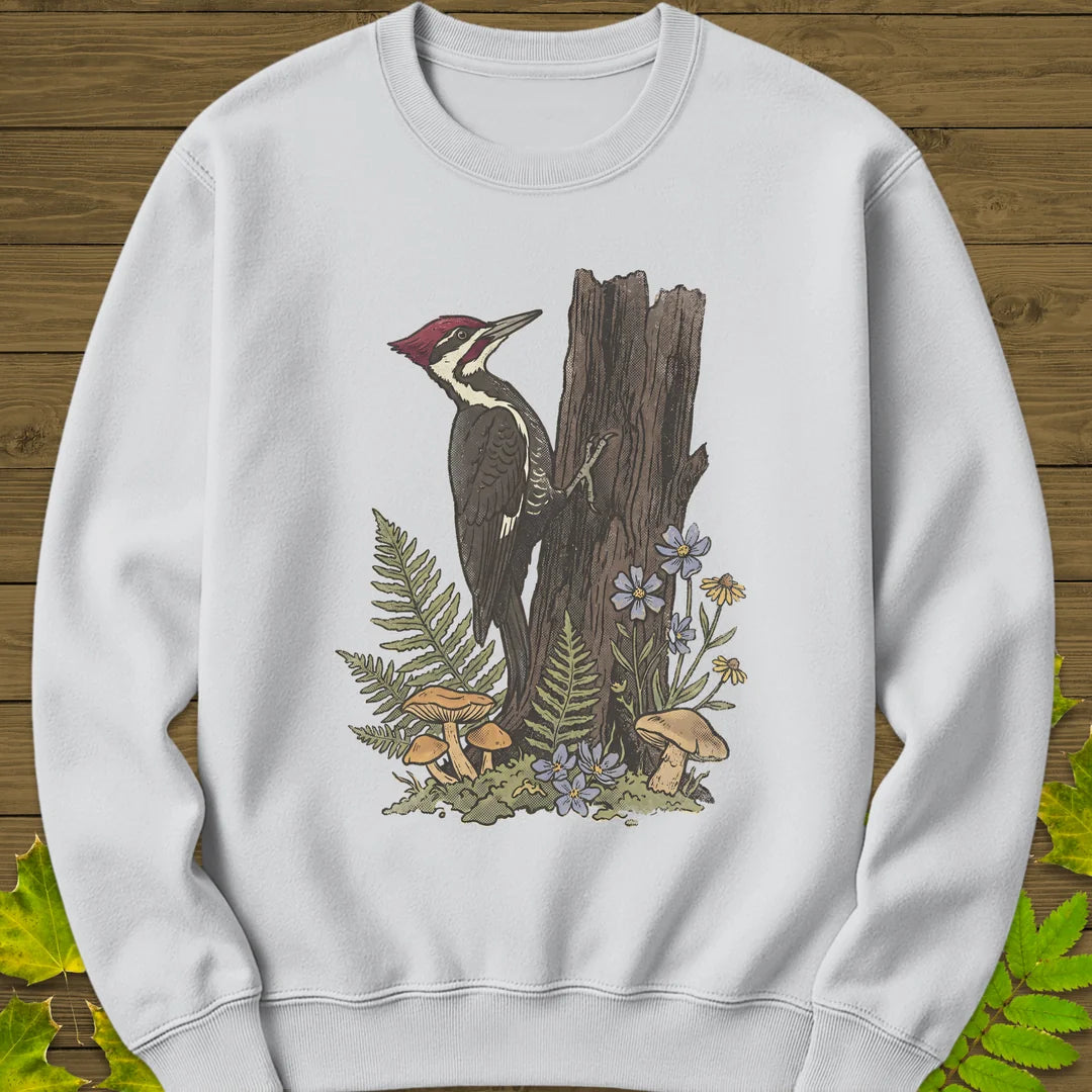 Pileated Woodpecker Sweatshirt in White