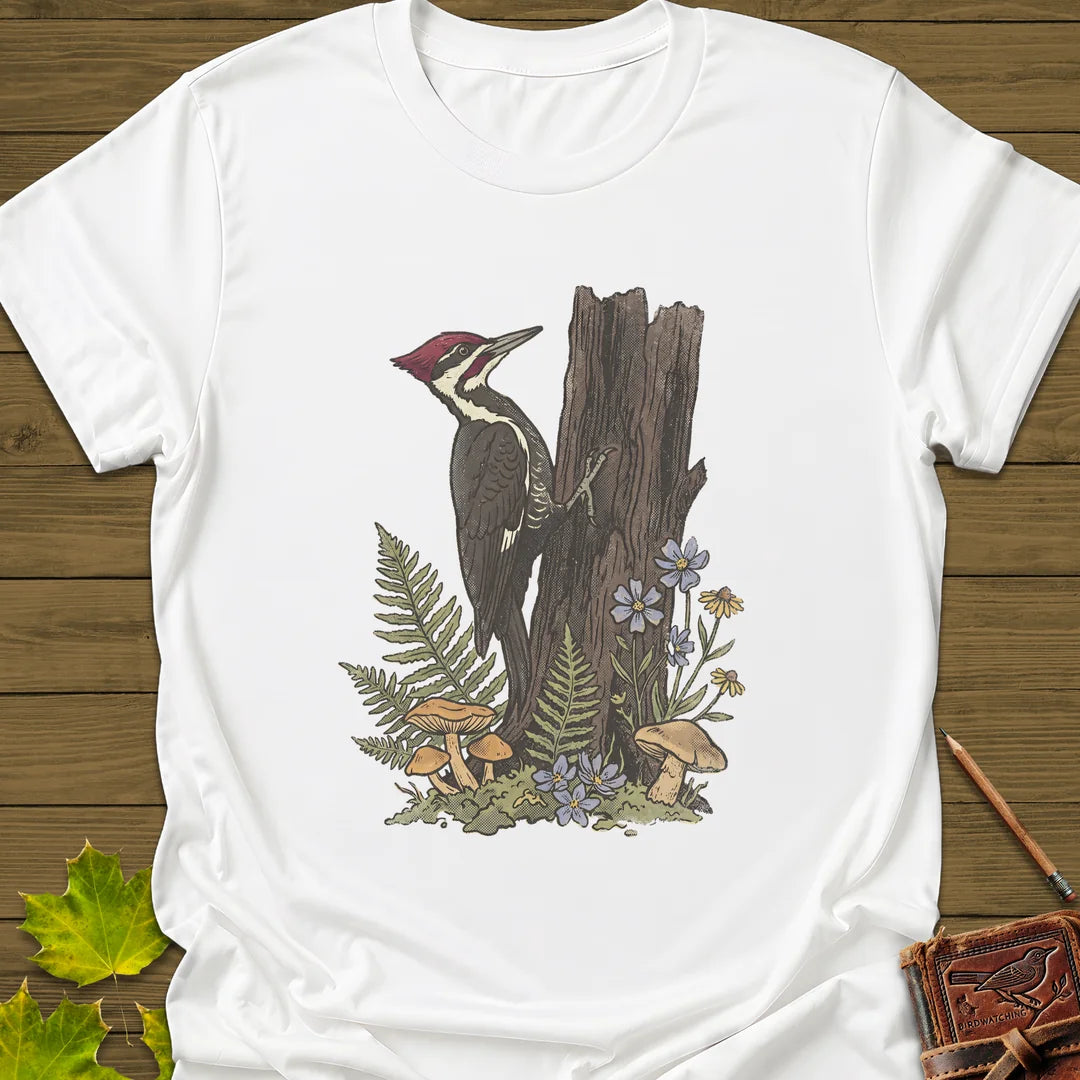Pileated Woodpecker T-Shirt in White