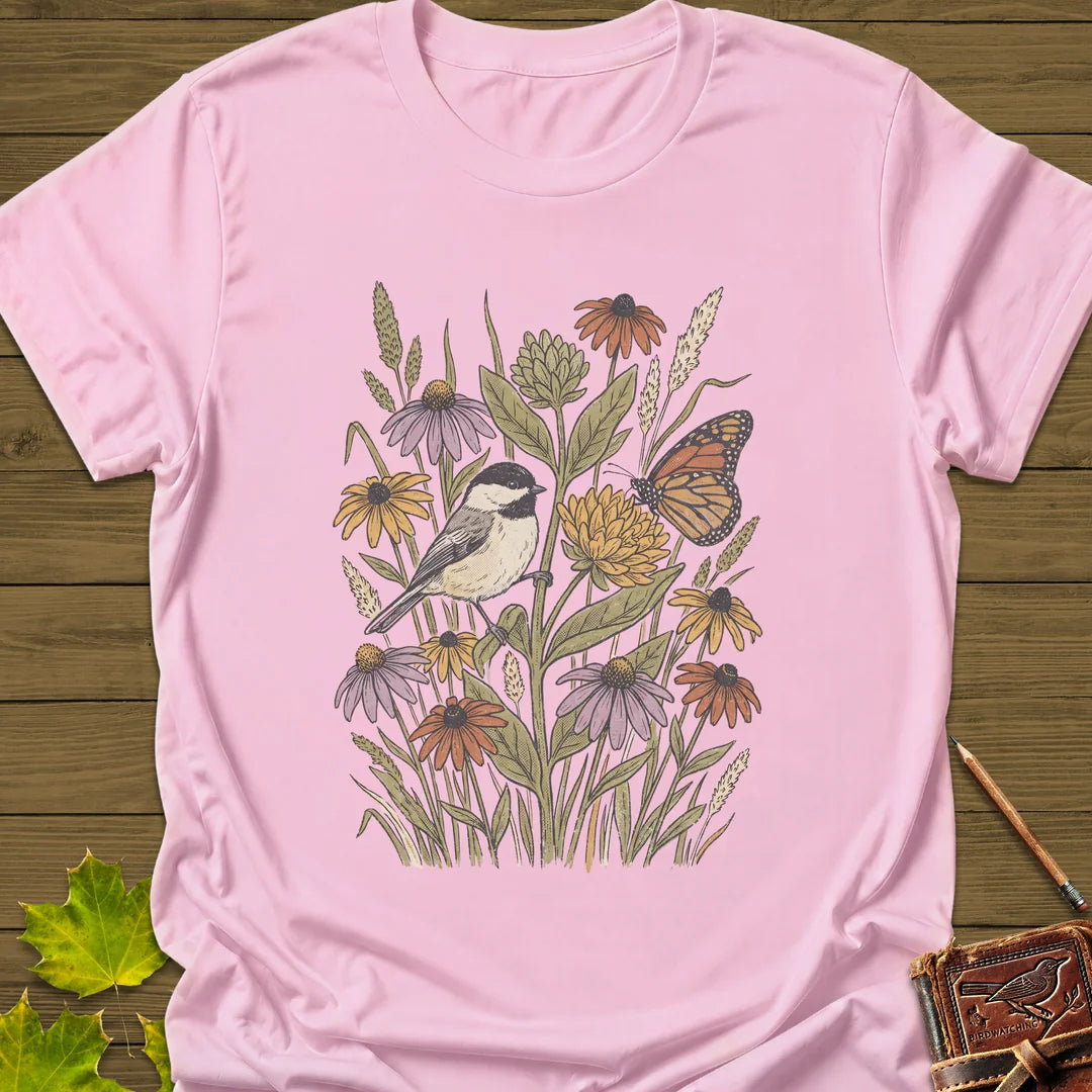 Meadow Chickadee T-Shirt in Light Pink