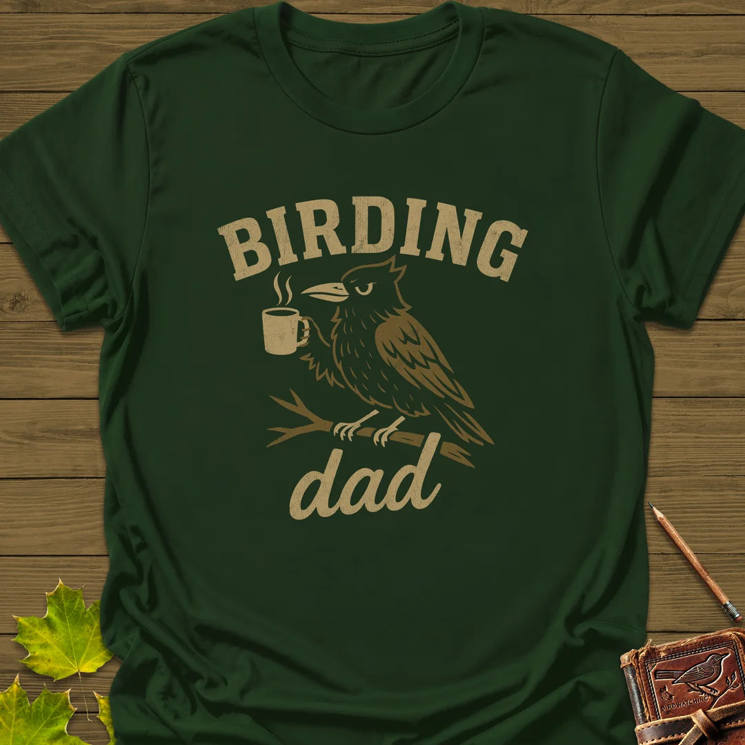 Birding Dad T-Shirt in Forest Green