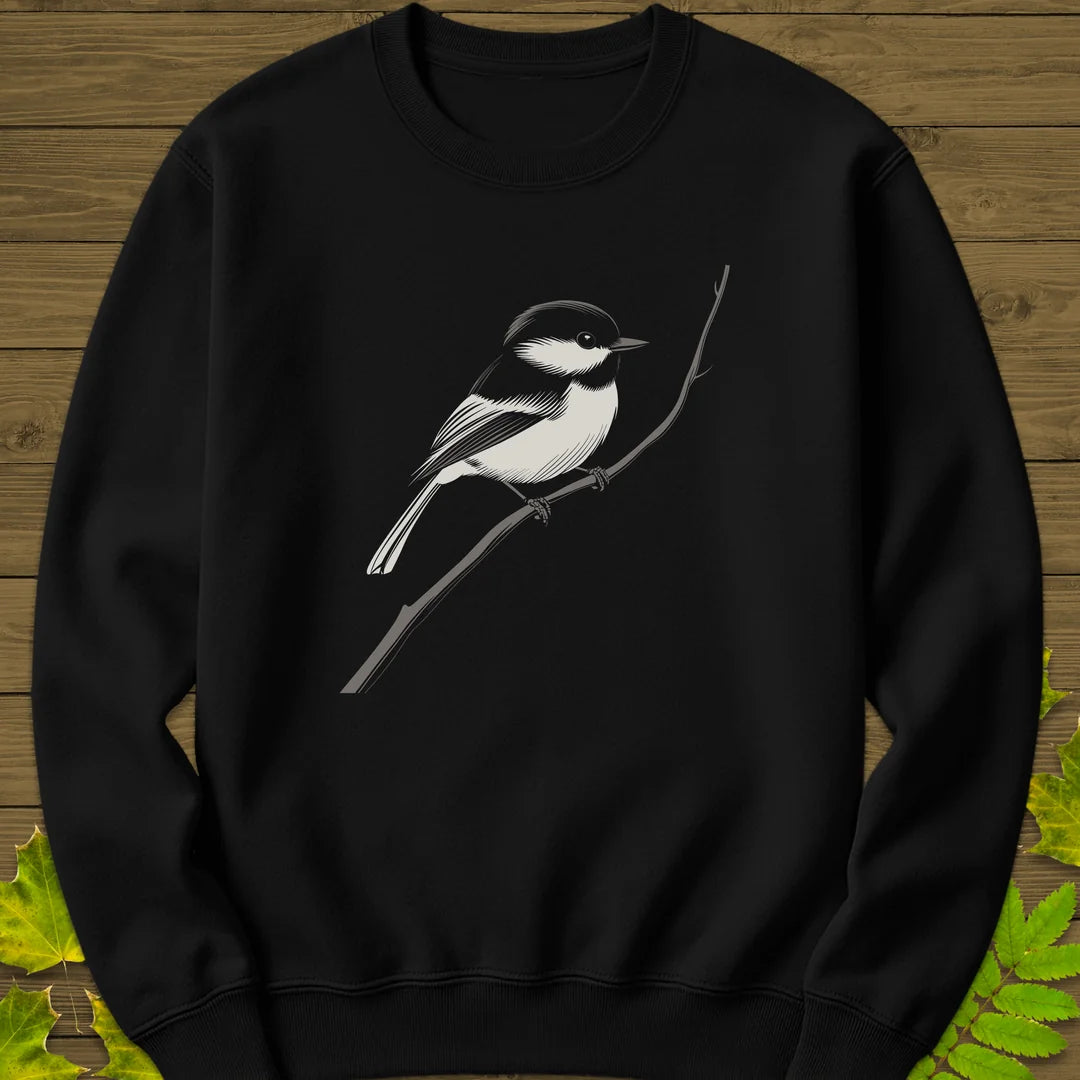 Black-Capped Chickadee Sweatshirt in Black