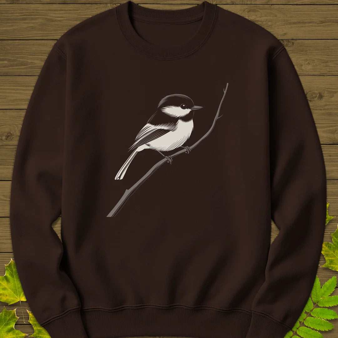 Black-Capped Chickadee Sweatshirt in Dark Chocolate