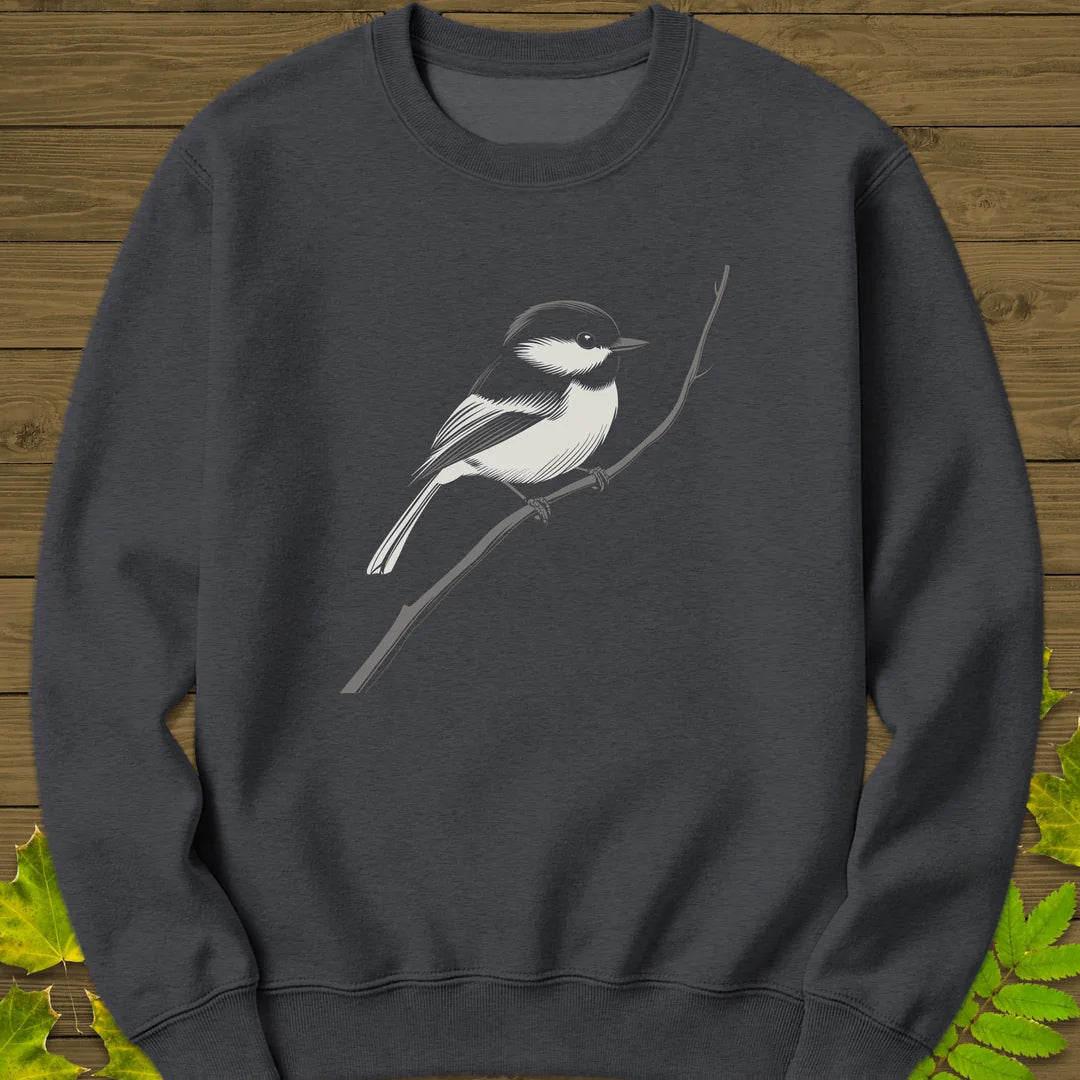 Black-Capped Chickadee Sweatshirt in Dark Heather