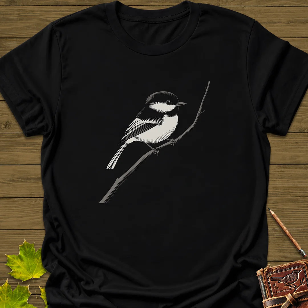 Black-Capped Chickadee T-Shirt in Black