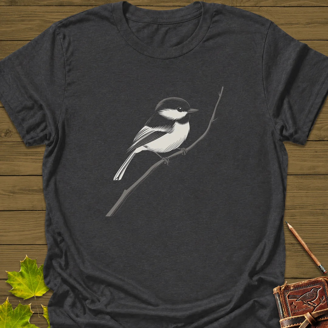 Black-Capped Chickadee T-Shirt in Dark Heather