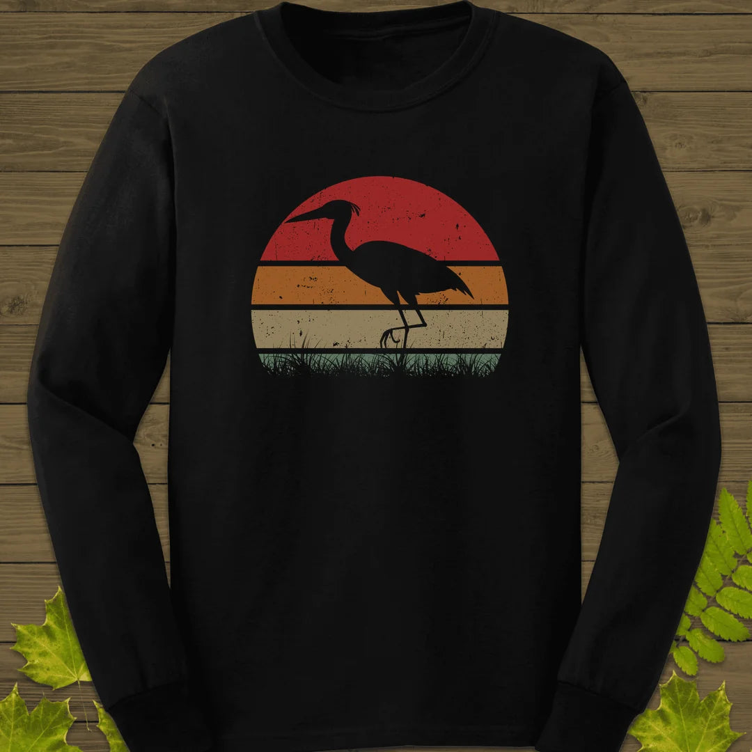 Vintage Wetlands Heron Long Sleeve in Black