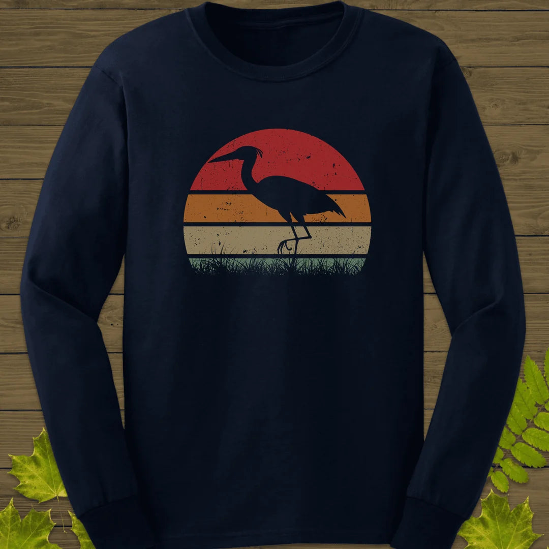 Vintage Wetlands Heron Long Sleeve in Navy