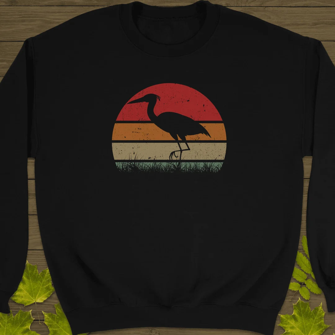 Vintage Wetlands Heron Sweatshirt in Black