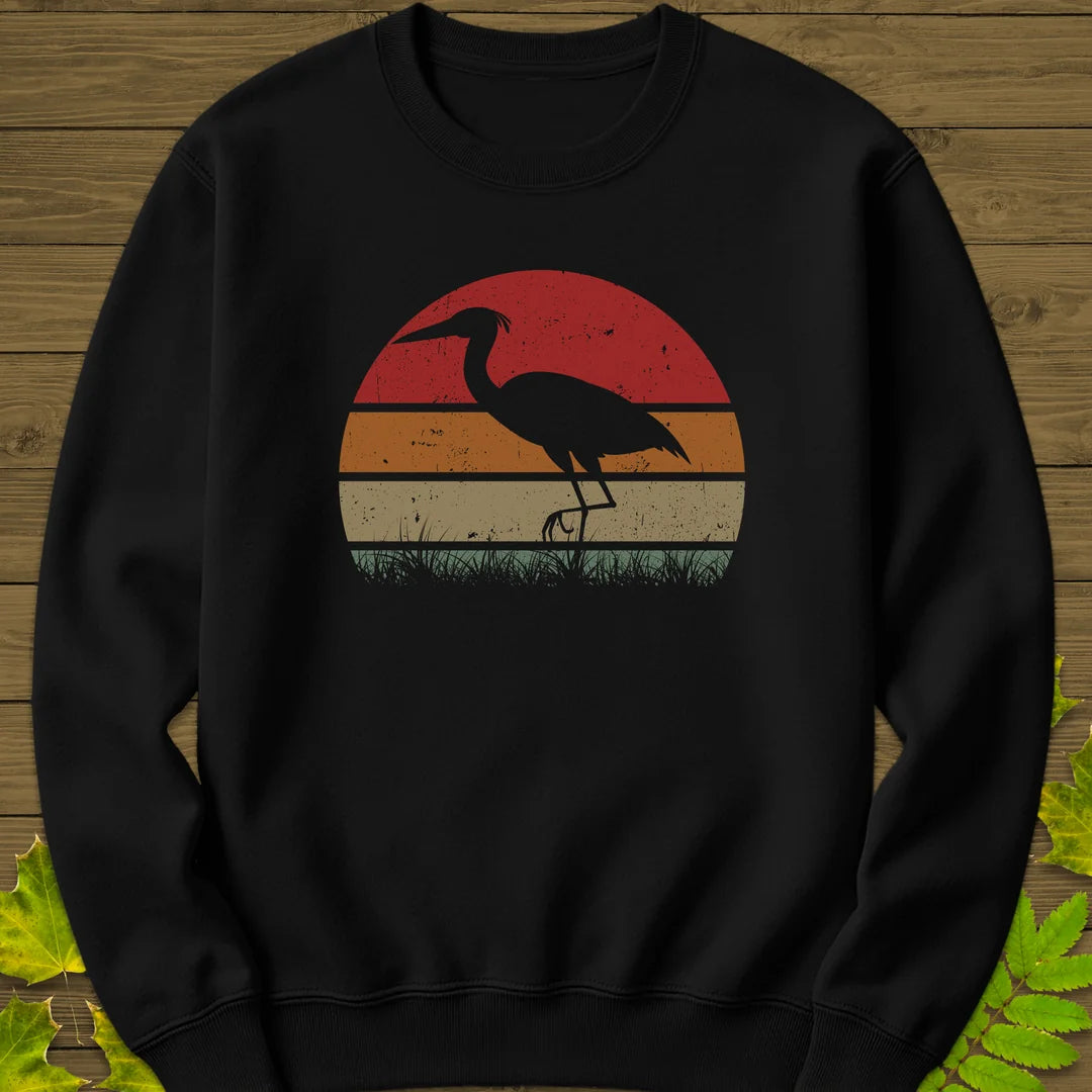 Vintage Wetlands Heron Sweatshirt in Black