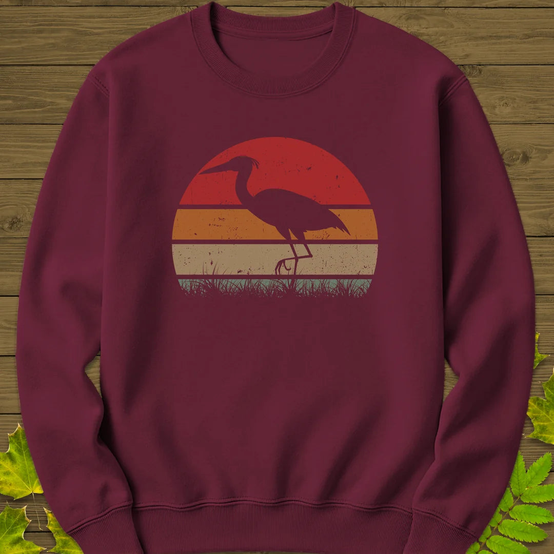 Vintage Wetlands Heron Sweatshirt in Maroon