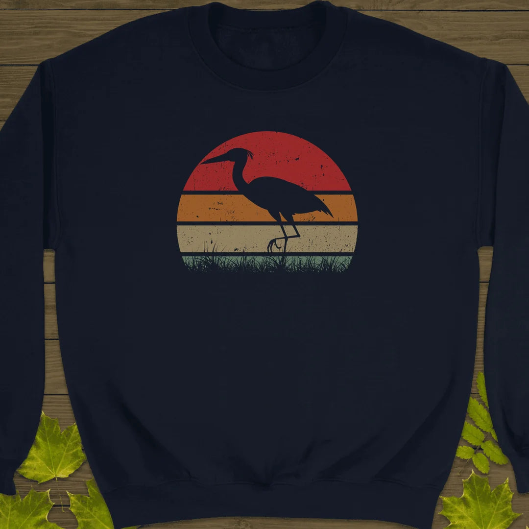 Vintage Wetlands Heron Sweatshirt in Navy