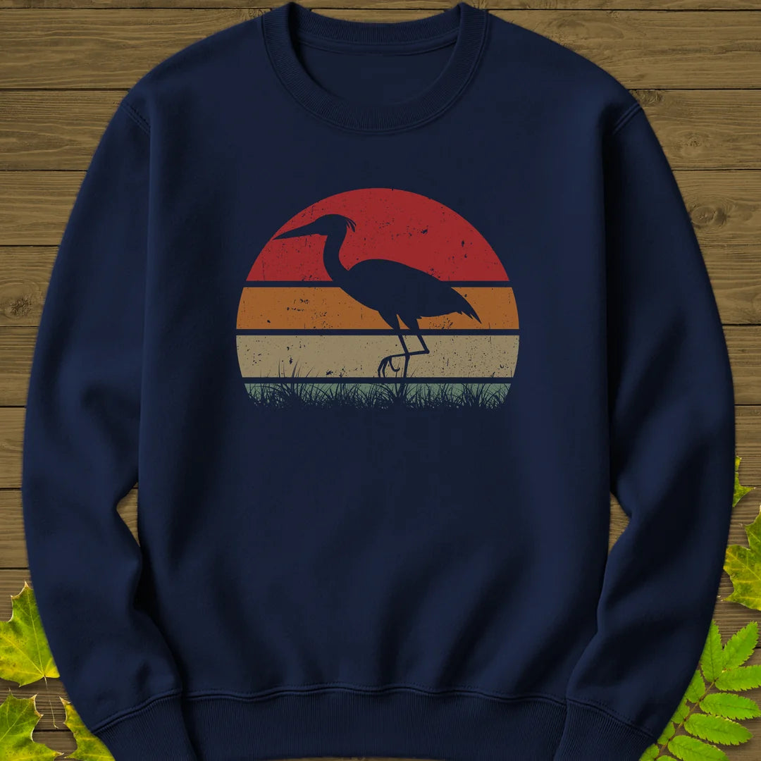 Vintage Wetlands Heron Sweatshirt in Navy