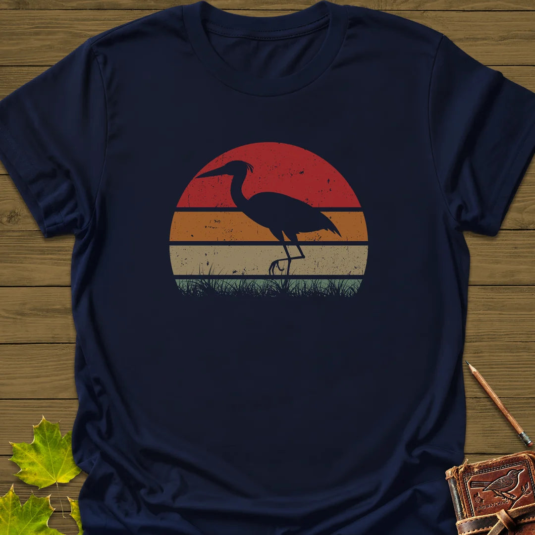Vintage Wetlands Heron T-Shirt in Navy