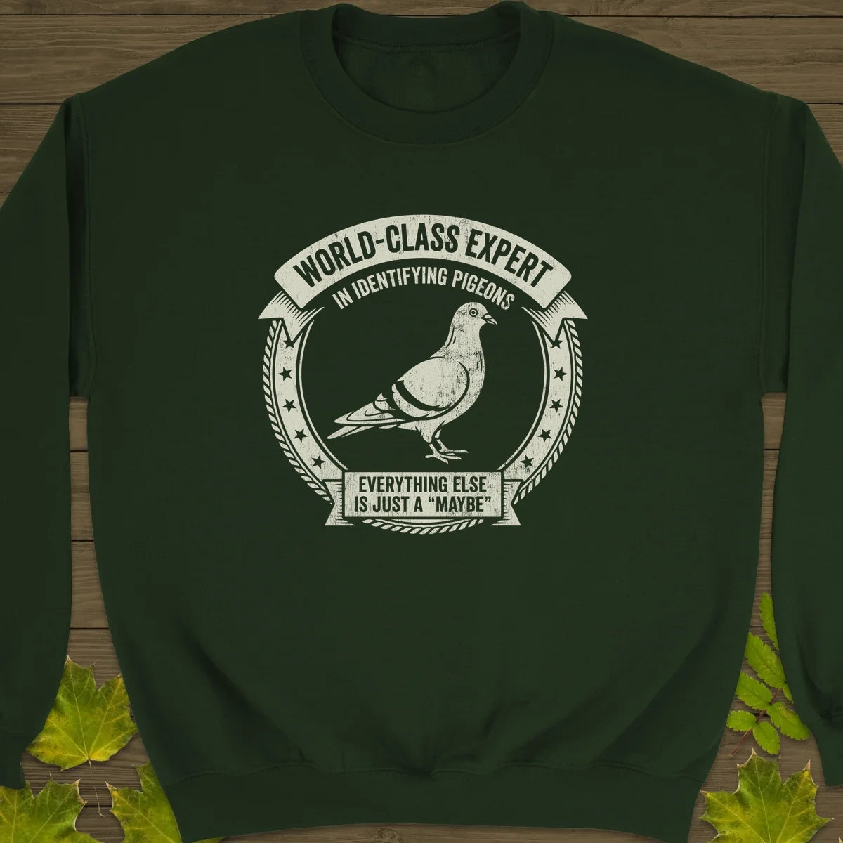 Identifying Pigeons Sweatshirt in Forest Green