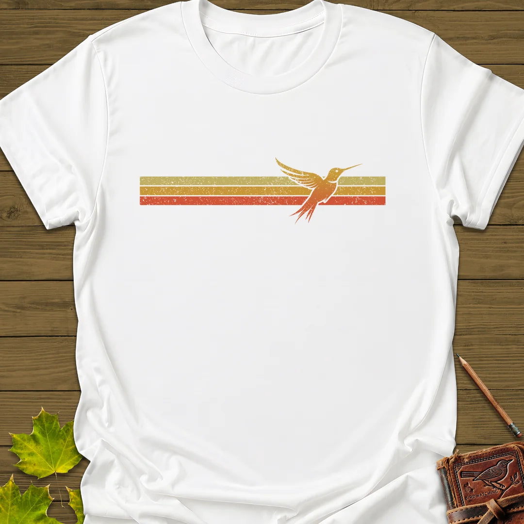 Retro Stripe Hummingbird T-Shirt in White