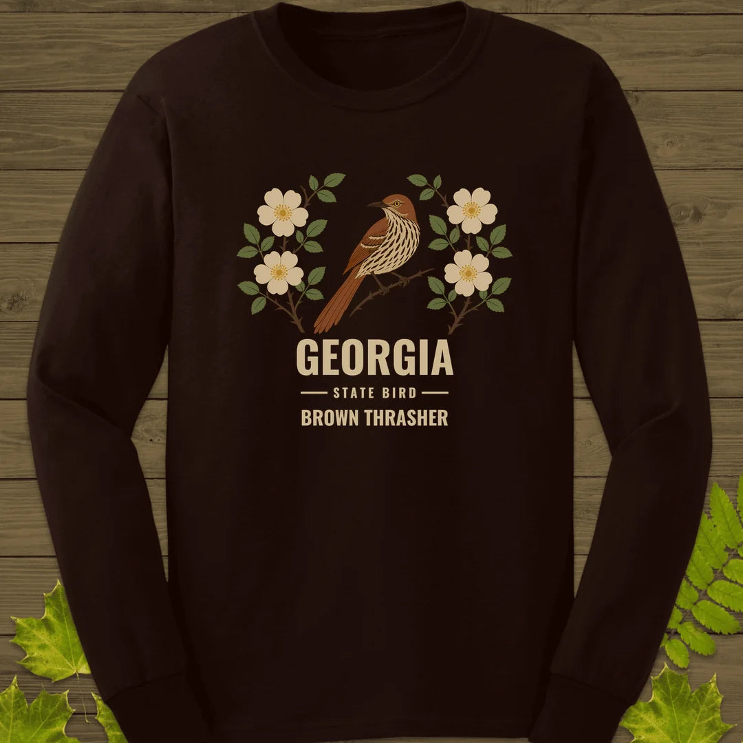 Georgia State Bird Long Sleeve in Dark Chocolate