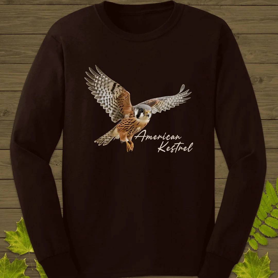 Flying American Kestrel Long Sleeve in Dark Chocolate