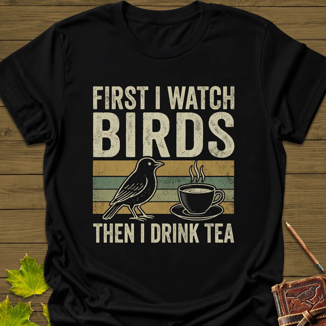 Birds Then Tea T-Shirt in Black