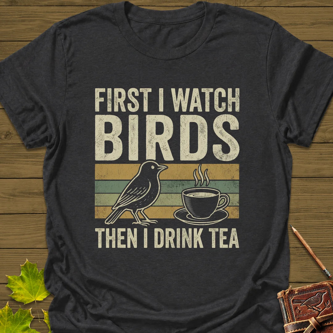 Birds Then Tea T-Shirt in Dark Heather