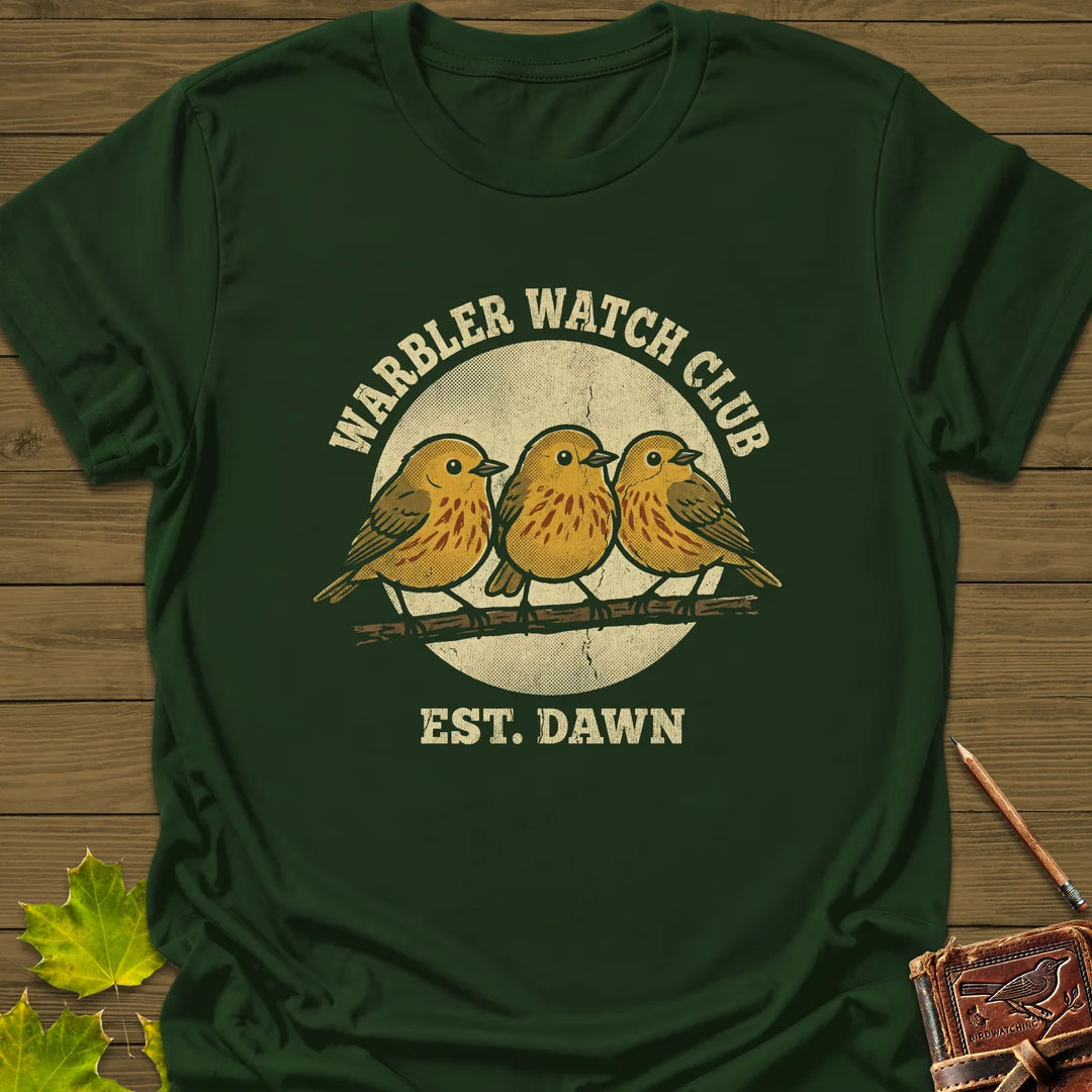 Warbler Watch Club T-Shirt in Forest Green
