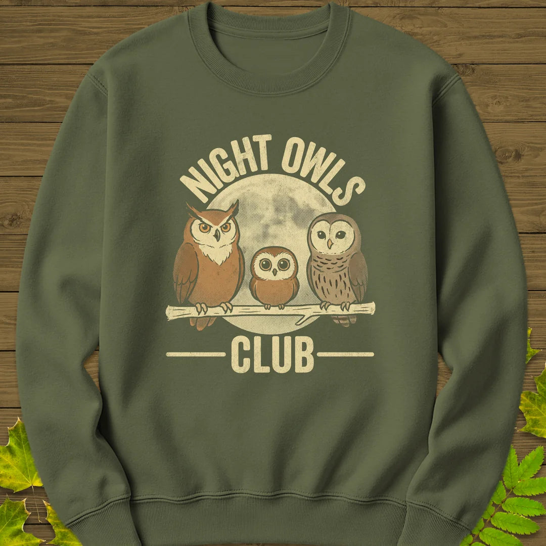 Night Owls Club Sweatshirt in Military Green