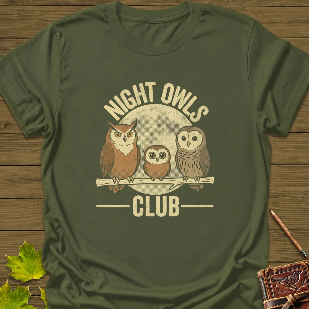 Night Owls Club T-Shirt in Military Green