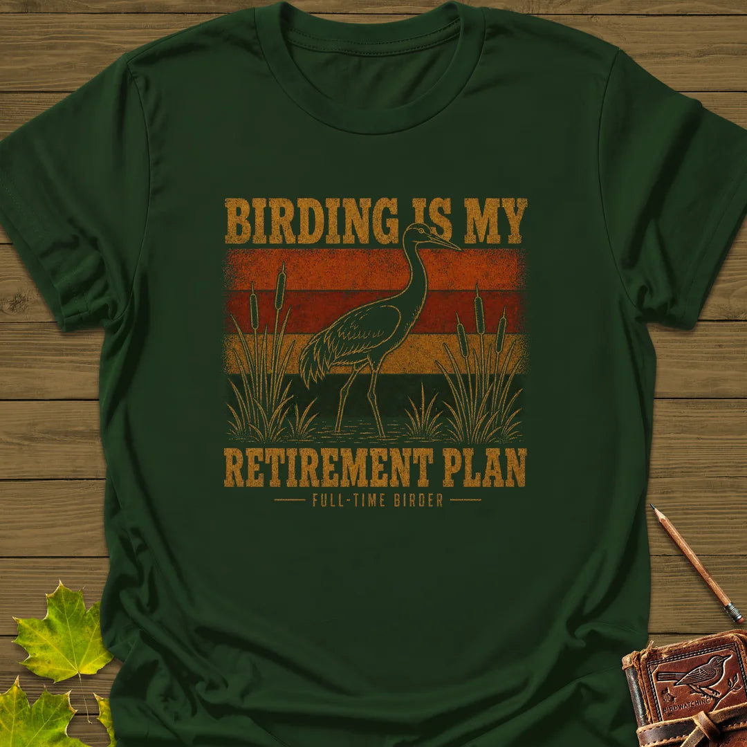 Retirement Birding T-Shirt in Forest Green