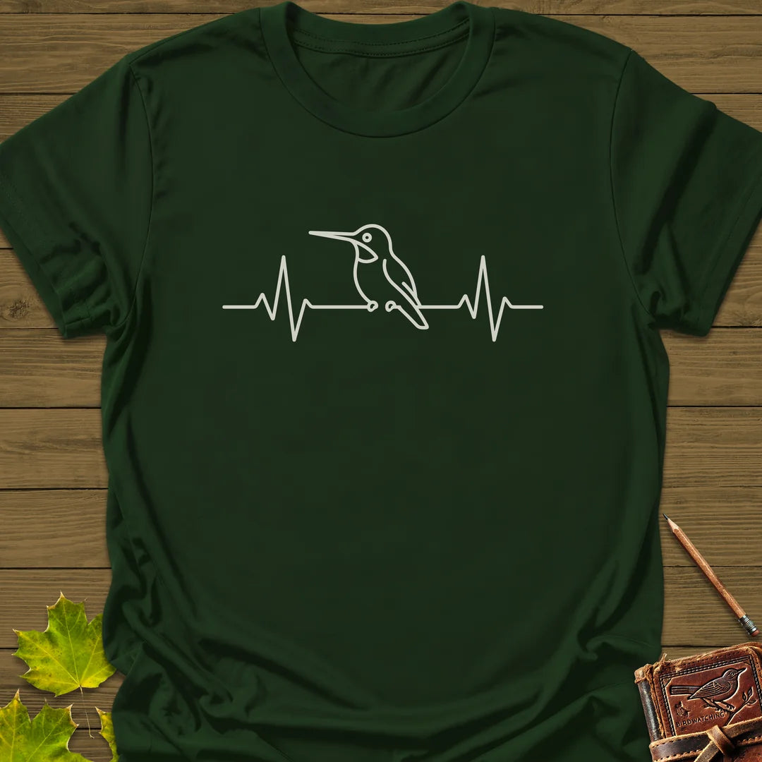 Heartbeat Hummingbird T-Shirt in Forest Green
