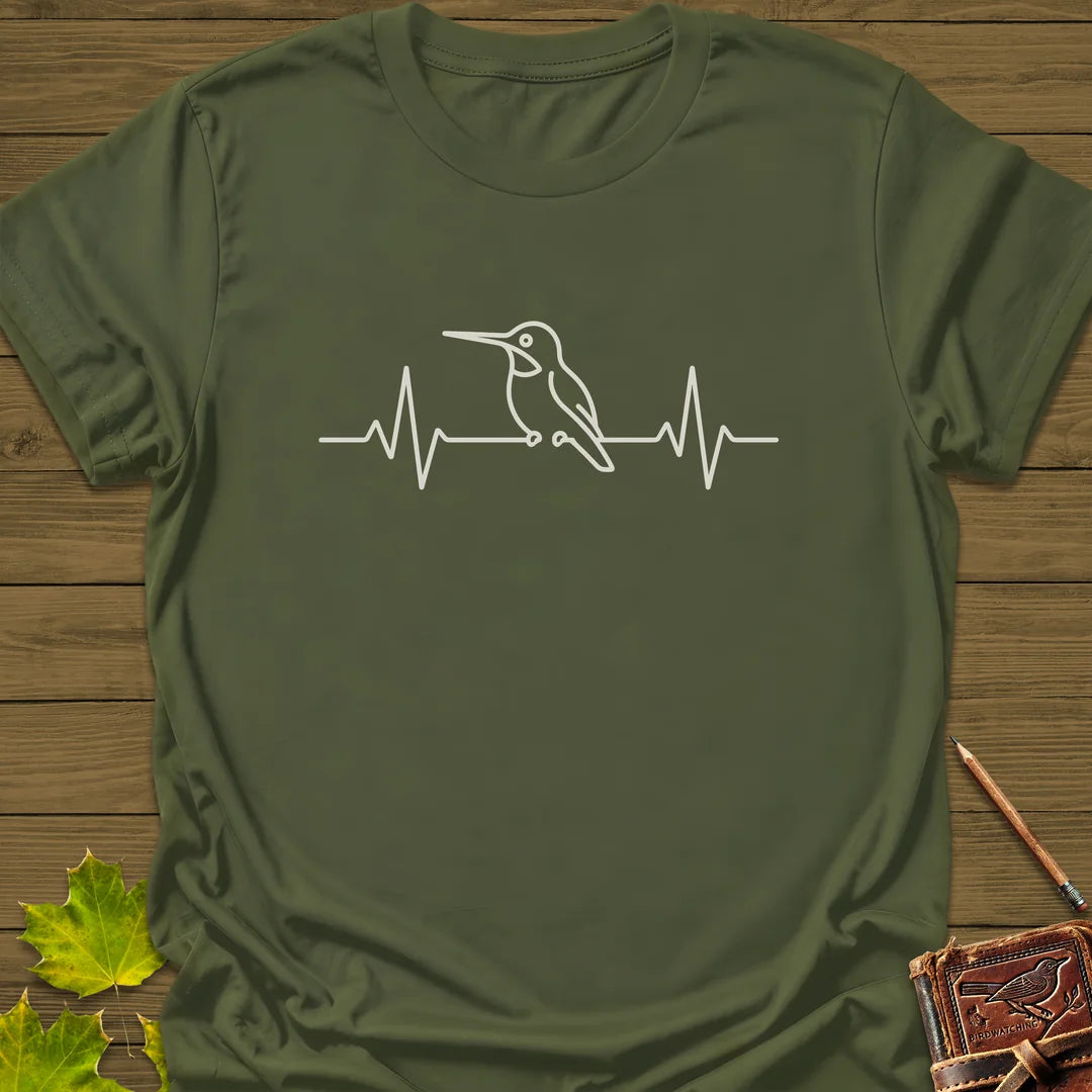 Heartbeat Hummingbird T-Shirt in Military Green
