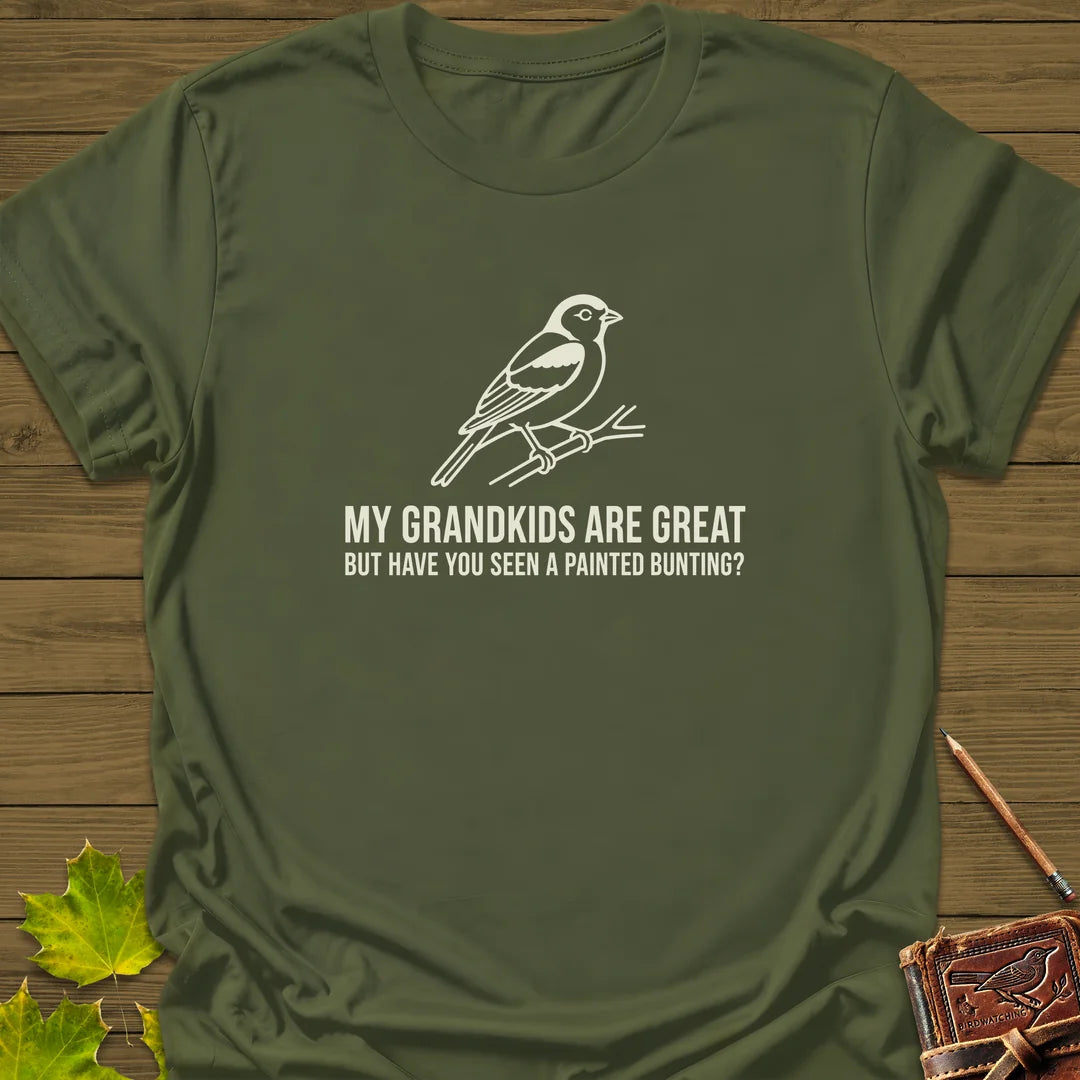 Painted Bunting Pride T-Shirt in Military Green