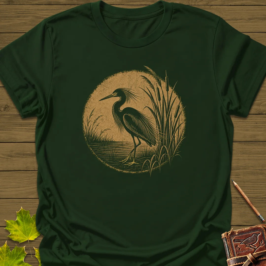 Marsh Egret T-Shirt in Forest Green