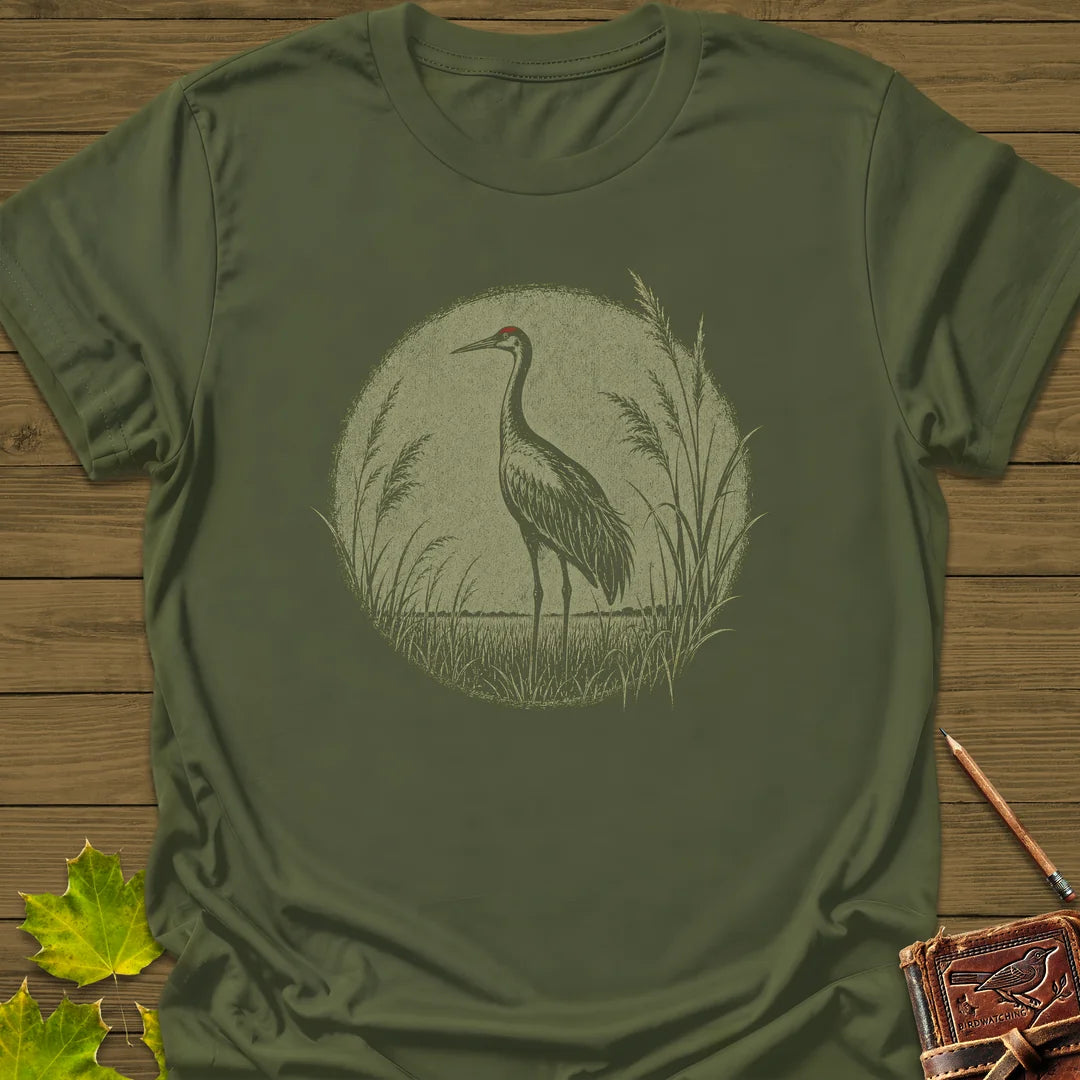Prairie Crane T-Shirt in Military Green
