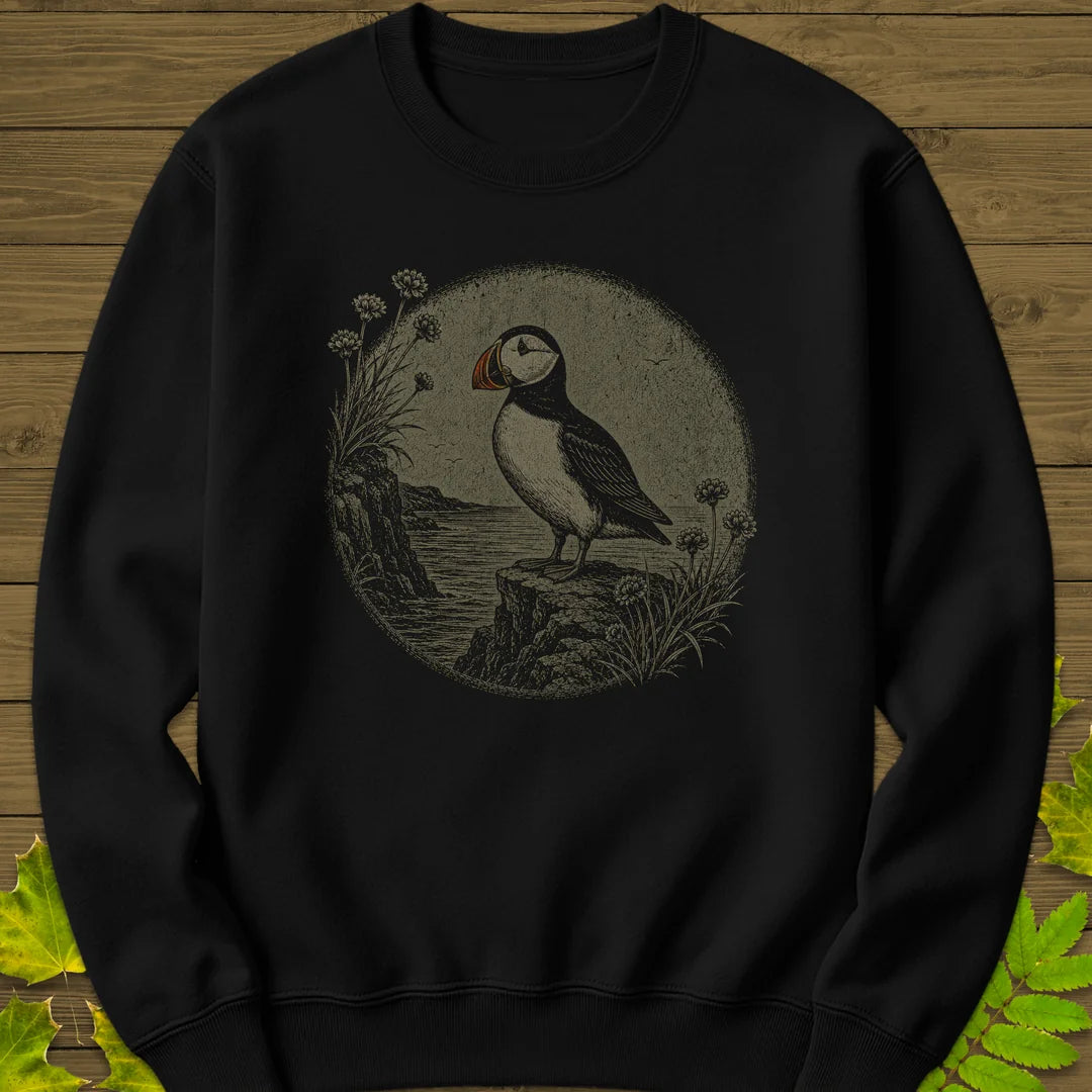Cliff Puffin Sweatshirt in Black