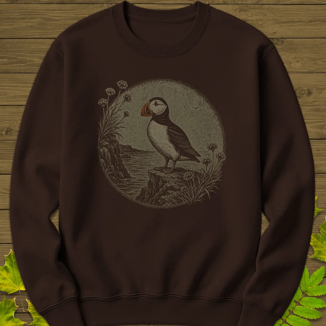 Cliff Puffin Sweatshirt in Dark Chocolate