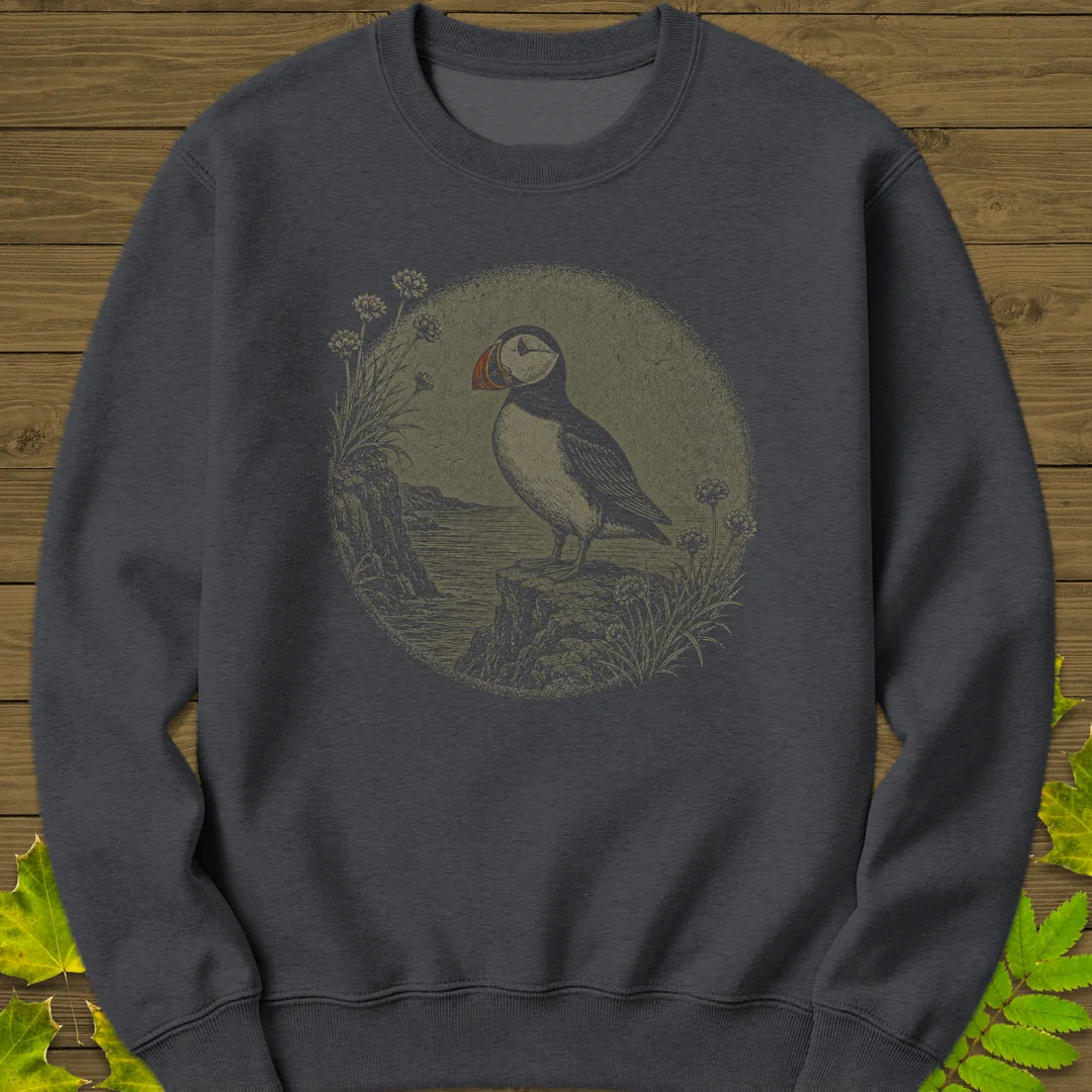 Cliff Puffin Sweatshirt in Dark Heather