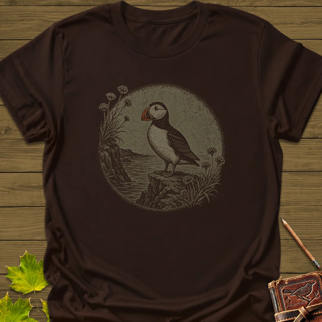 Cliff Puffin T-Shirt in Dark Chocolate