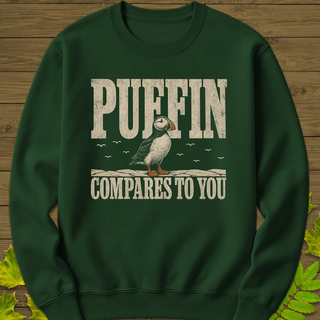 Puffin Compares Sweatshirt in Forest Green
