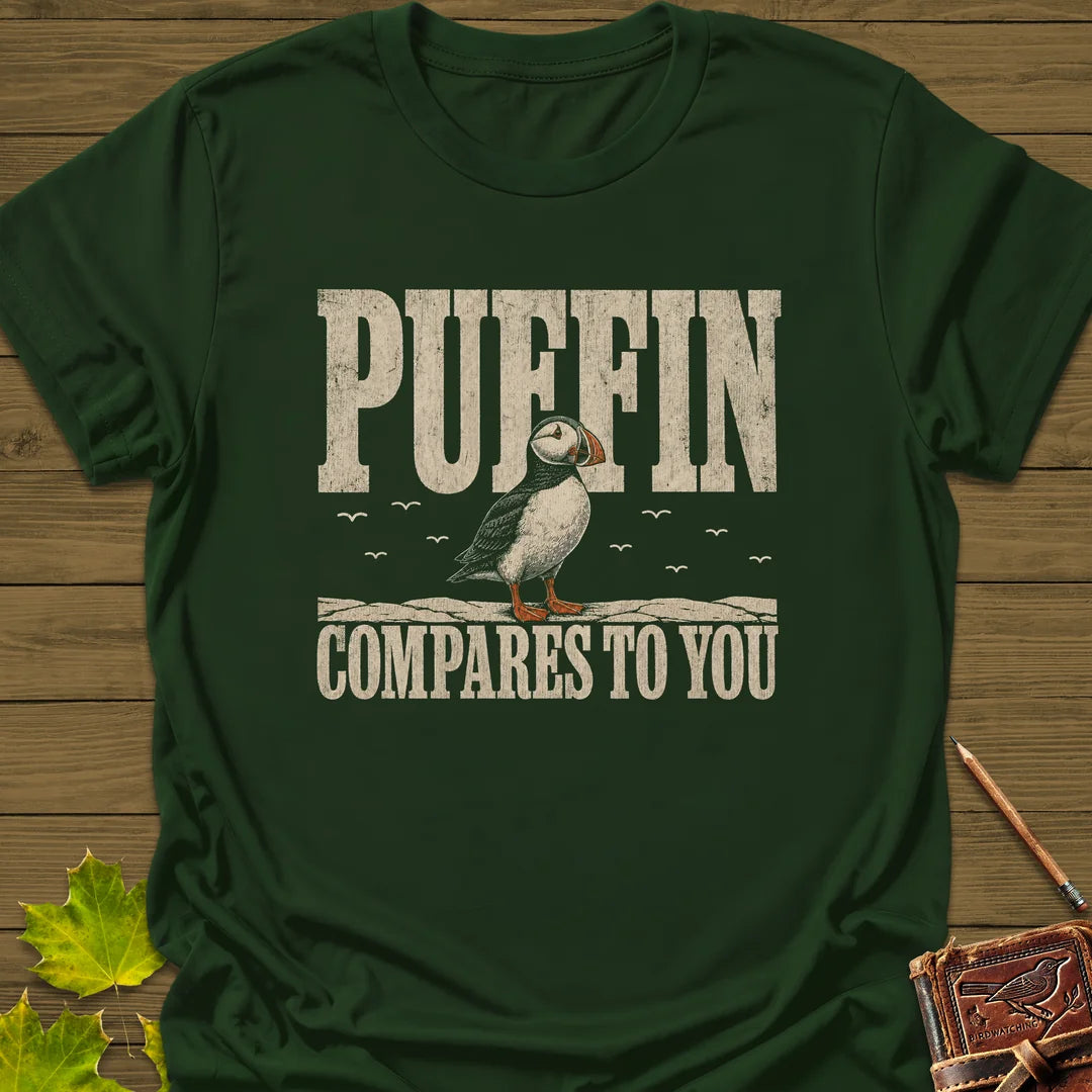 Puffin Compares T-Shirt in Forest Green