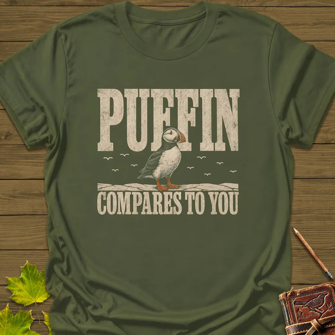 Puffin Compares T-Shirt in Military Green