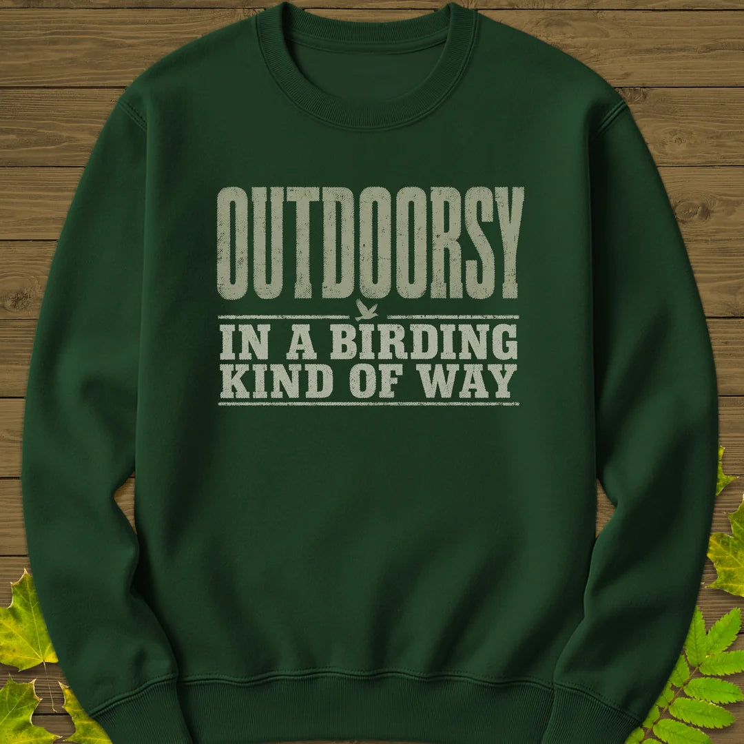 Outdoorsy Birding Sweatshirt in Forest Green