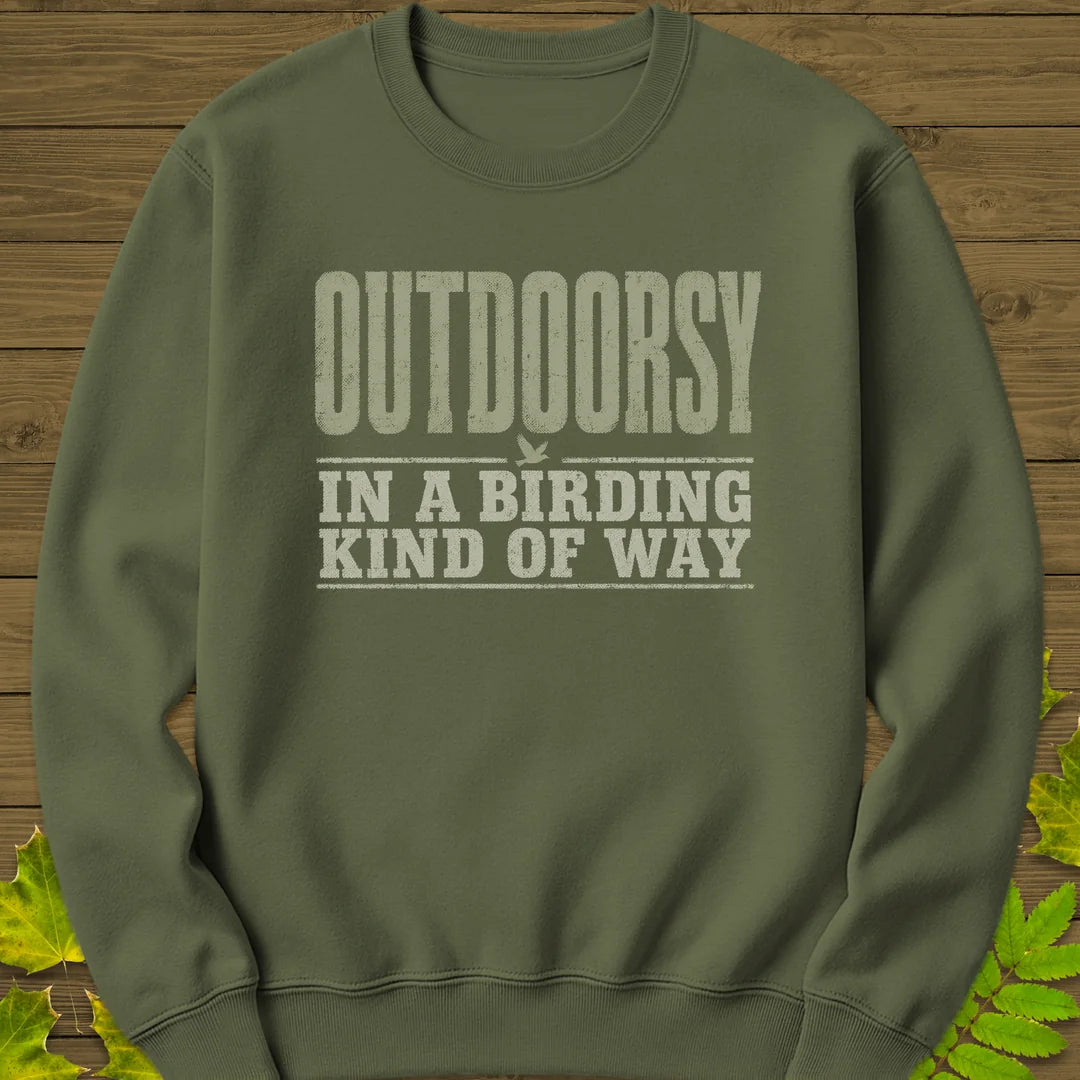 Outdoorsy Birding Sweatshirt in Military Green