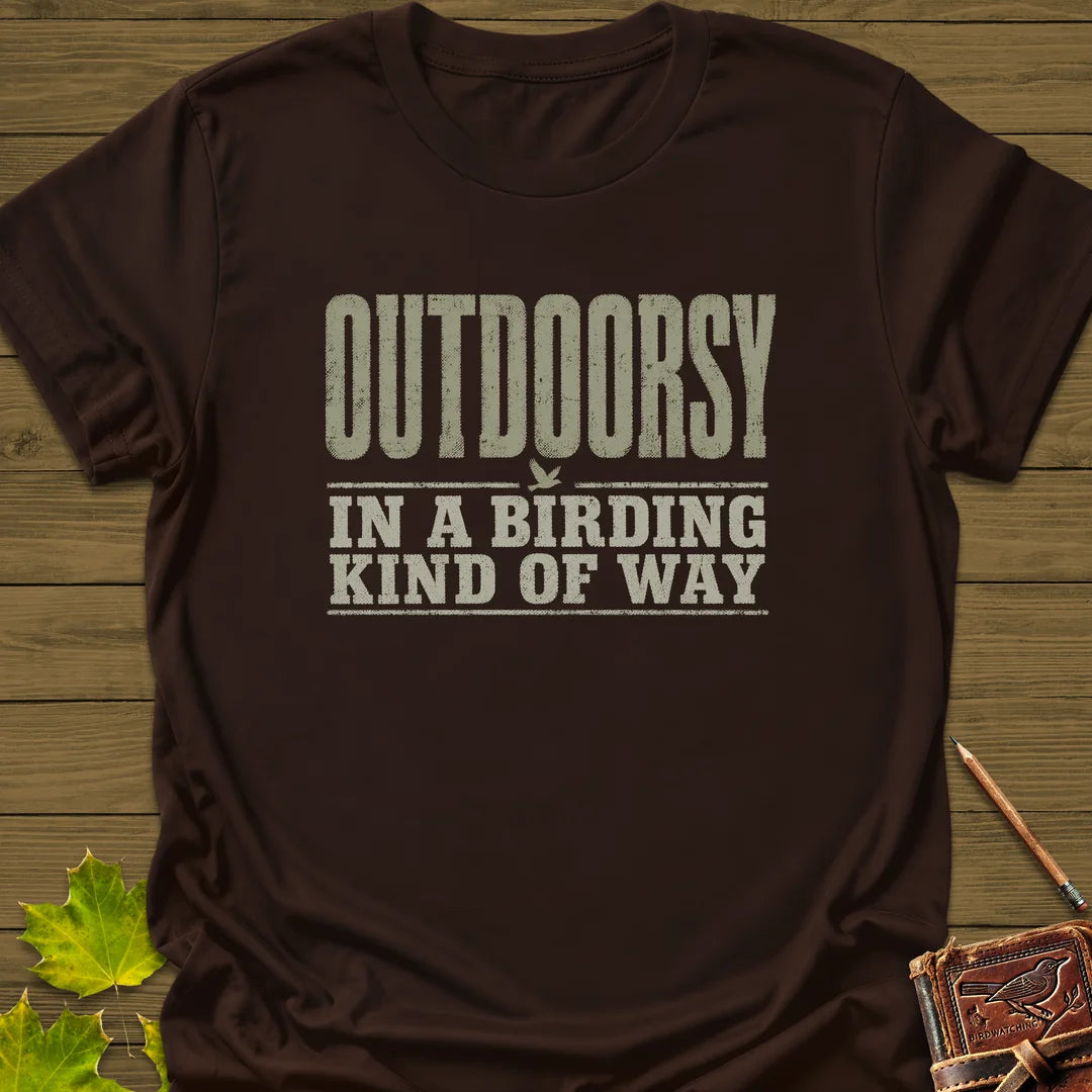 Outdoorsy Birding T-Shirt in Dark Chocolate