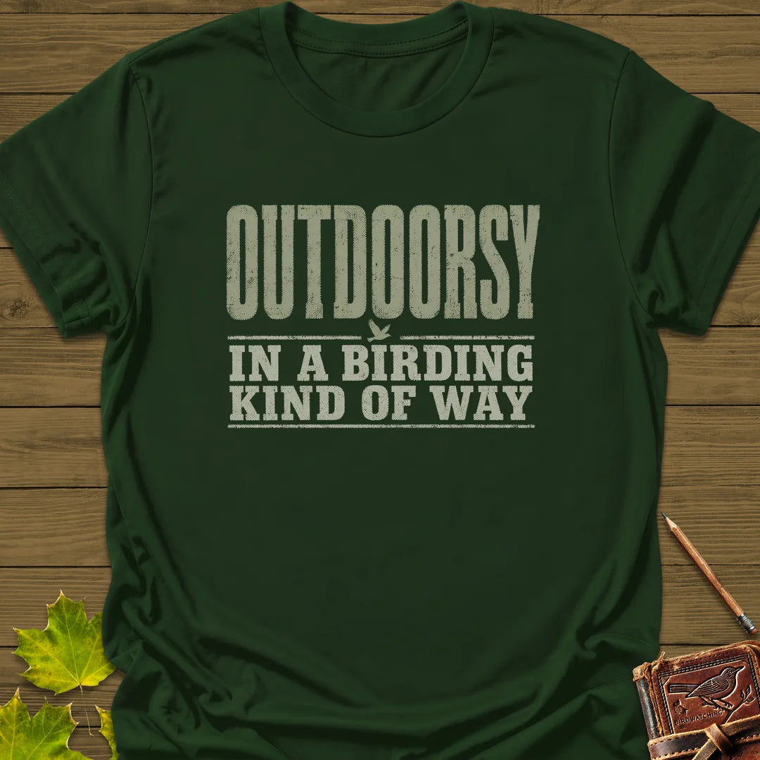 Outdoorsy Birding T-Shirt in Forest Green