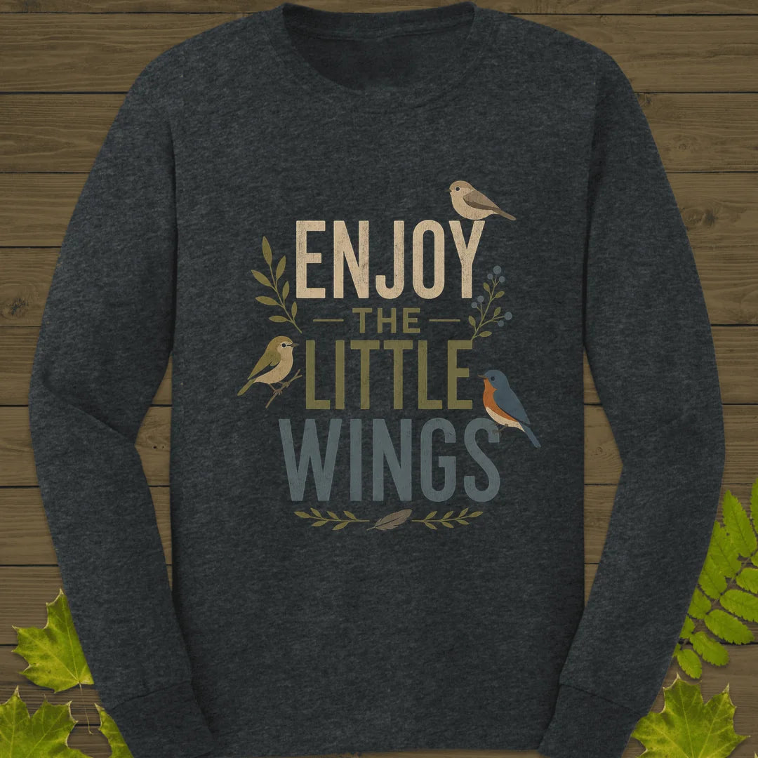 Enjoy The Little Wings Long Sleeve in Dark Heather