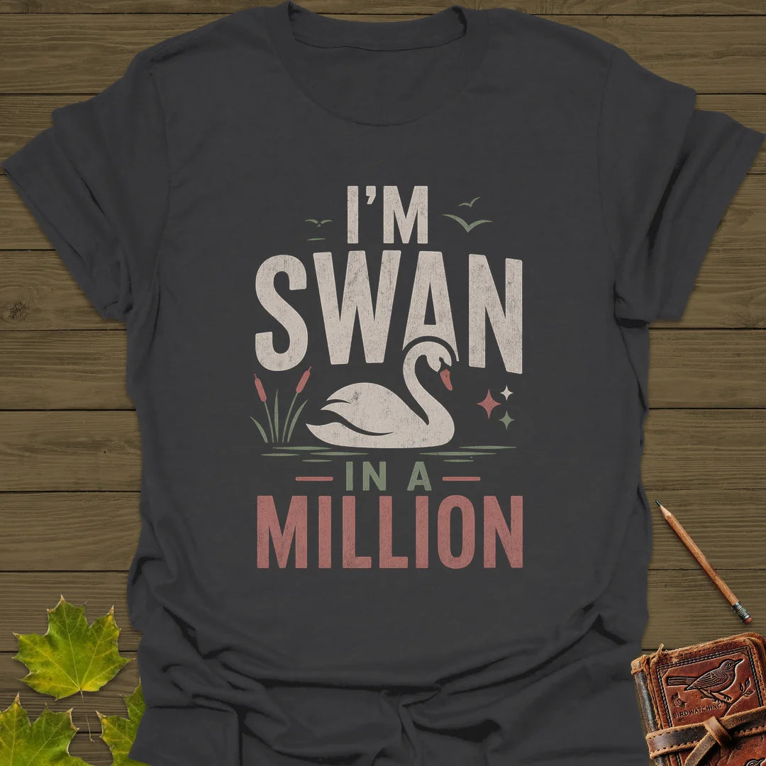 Swan In A Million T-Shirt in Charcoal