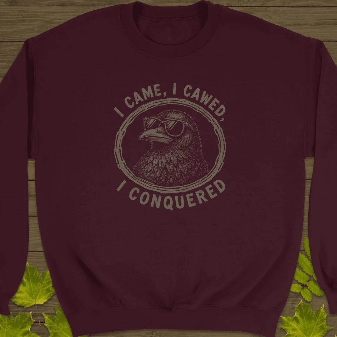 I Came I Cawed Sweatshirt in Maroon
