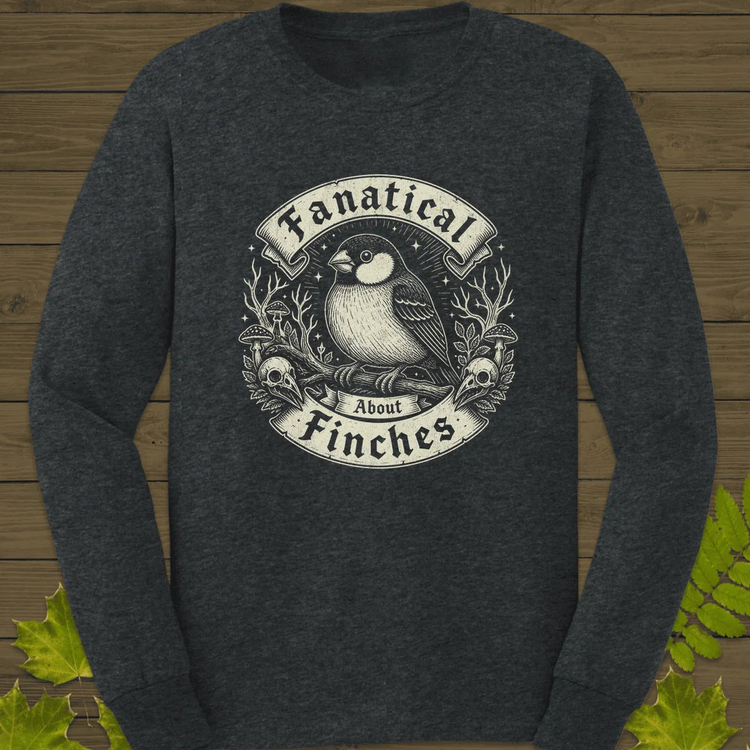 Fanatical About Finches Long Sleeve in Dark Heather