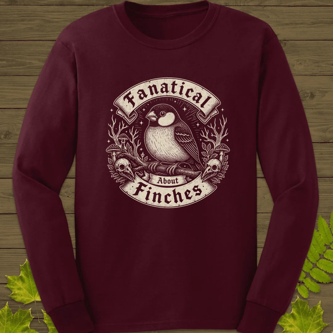 Fanatical About Finches Long Sleeve in Maroon