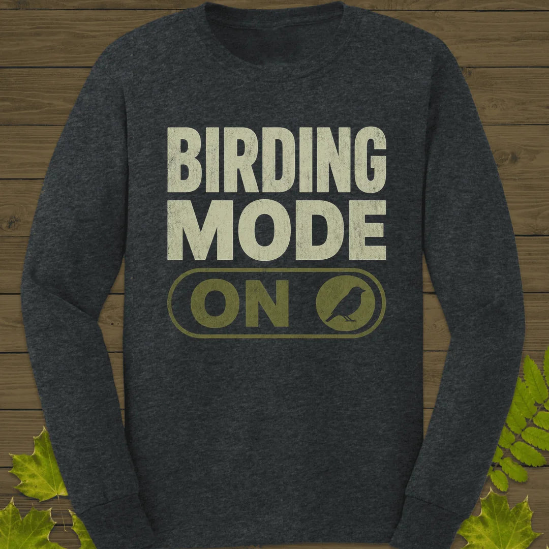 Birding Mode Activated Long Sleeve in Dark Heather