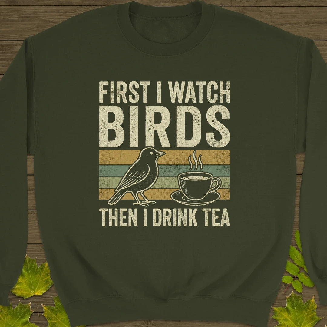 Birds Then Tea Sweatshirt Military Green